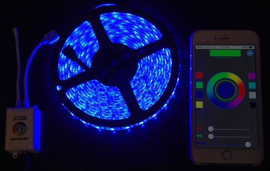 Bluetooth Controlled RGB LED Kit With 24 Key Remote & Power Adapter ...