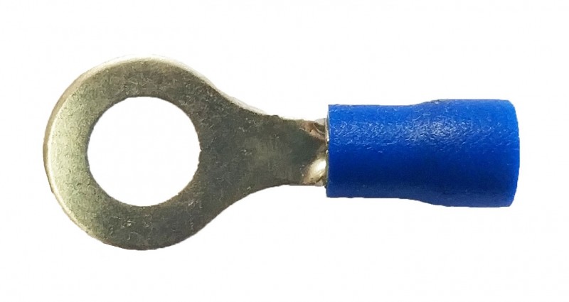 Blue Vinyl 1/4' Hole Ring Terminal - 100 PCS