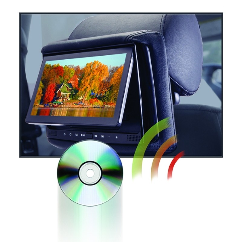 RSD-905M - 9" LCD Headrest w/ Wireless Screencasting and Build-in DVD Player