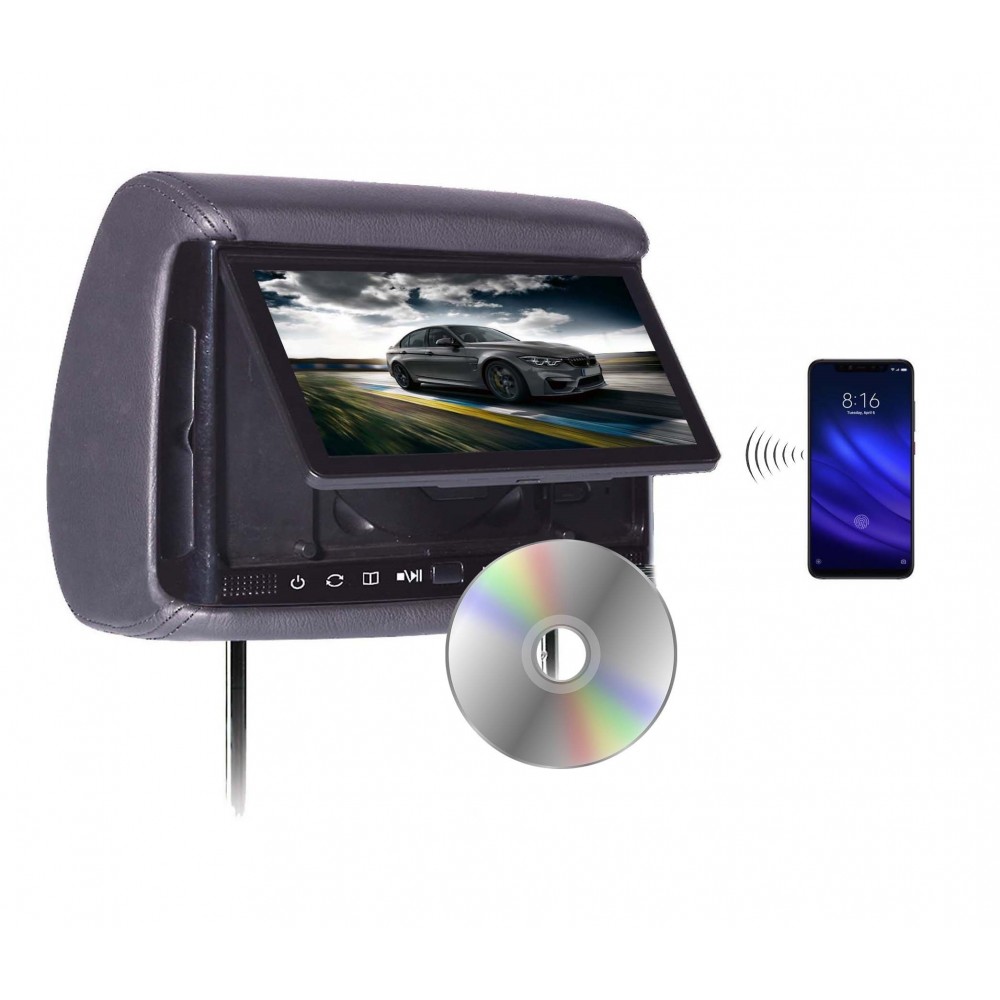 BHD-906DM - Chameleon 9" HD Headrest w/ Wireless Screencasting and Build-in DVD Player